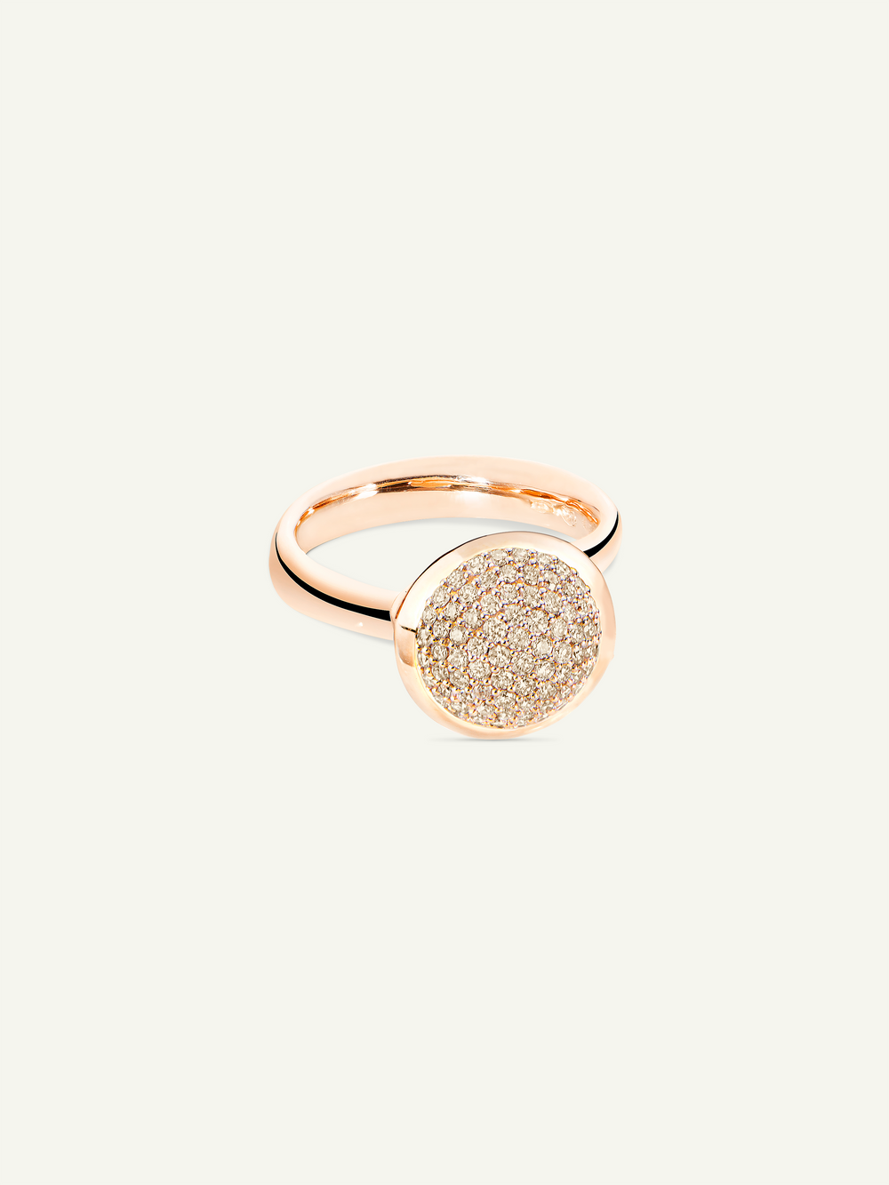 BOUTON Large Ring with Champagne Diamant Pavé