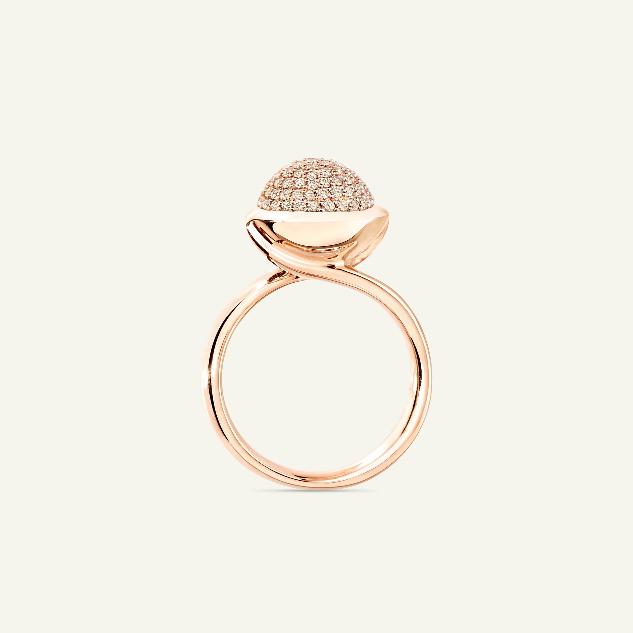 BOUTON Large Ring with Champagne Diamant Pavé