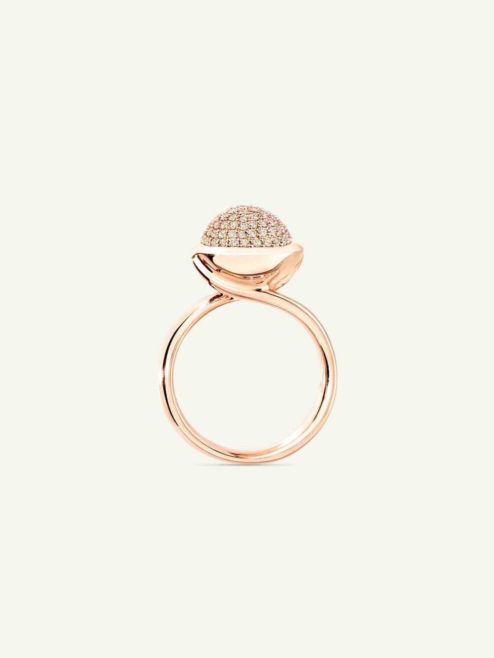 BOUTON Large Ring with Champagne Diamant Pavé