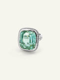 CUSHION Ring with Mint Tourmaline and Diamond Pavé