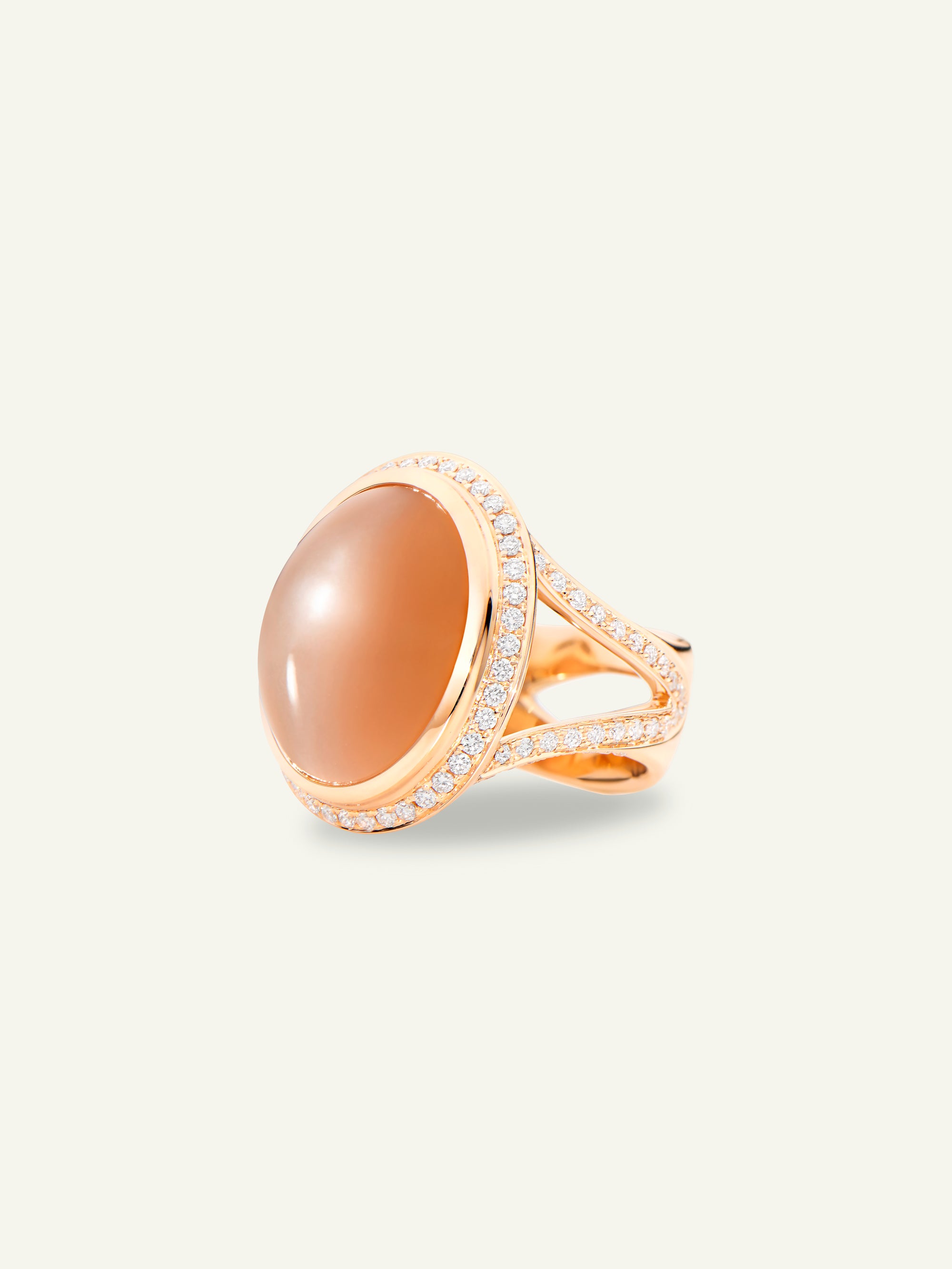 CUSHION Small Ring with Brown Moonstones and Diamond Pavé