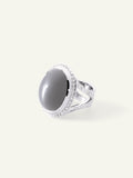 CUSHION Small Ring with Grey Moonstones and Diamond Pavé