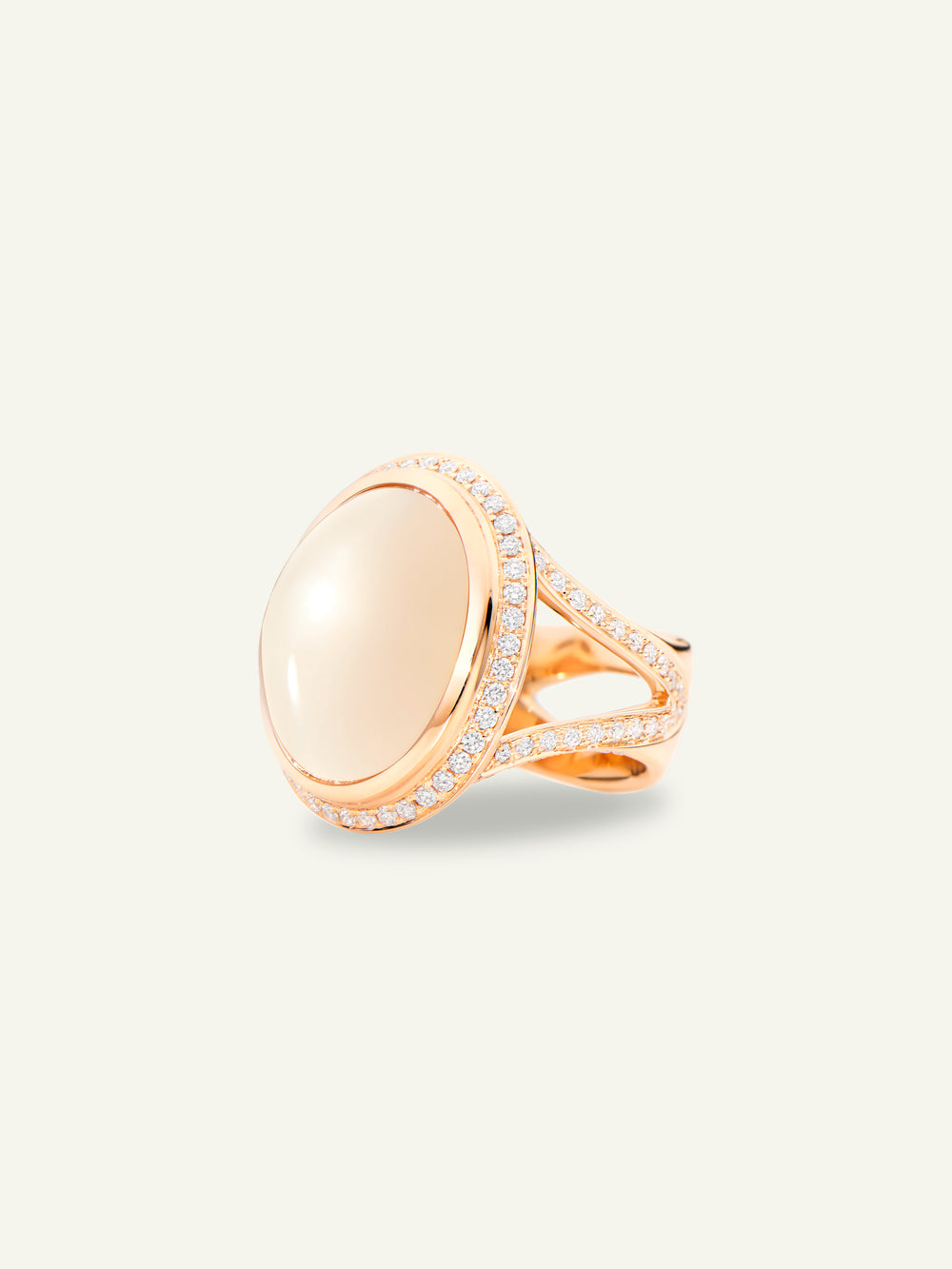 CUSHION Small Ring with Sand Moonstones and Diamond Pavé