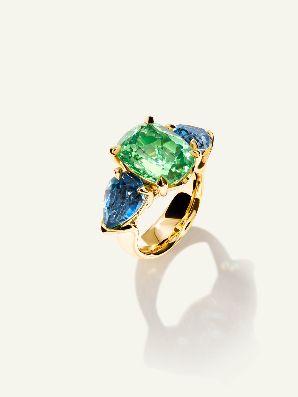 GLAMOUR Ring mit Grossular Granat und Aquamarinen