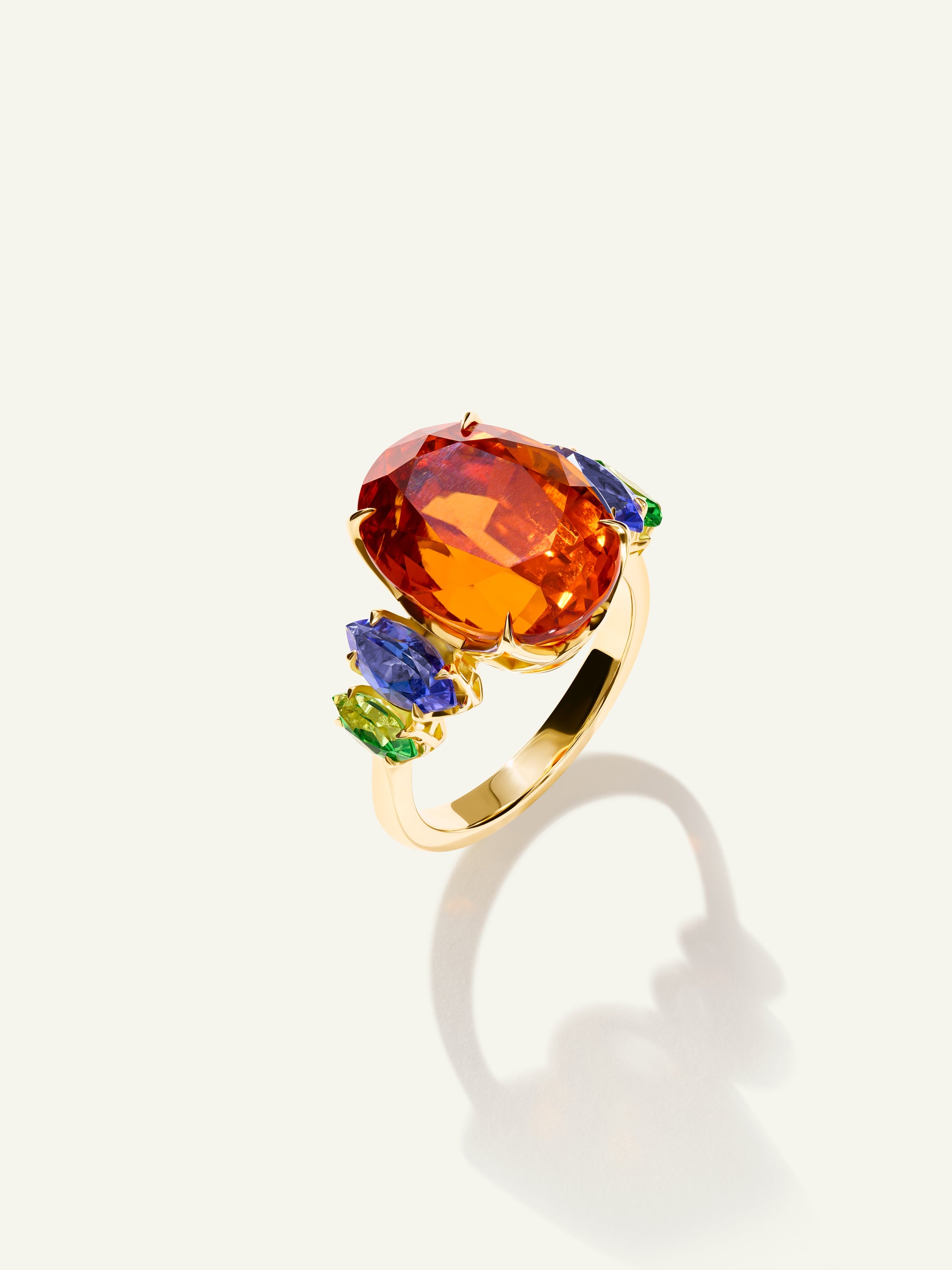 GLAMOUR Ring mit Mandarin Granat und Tansaniten