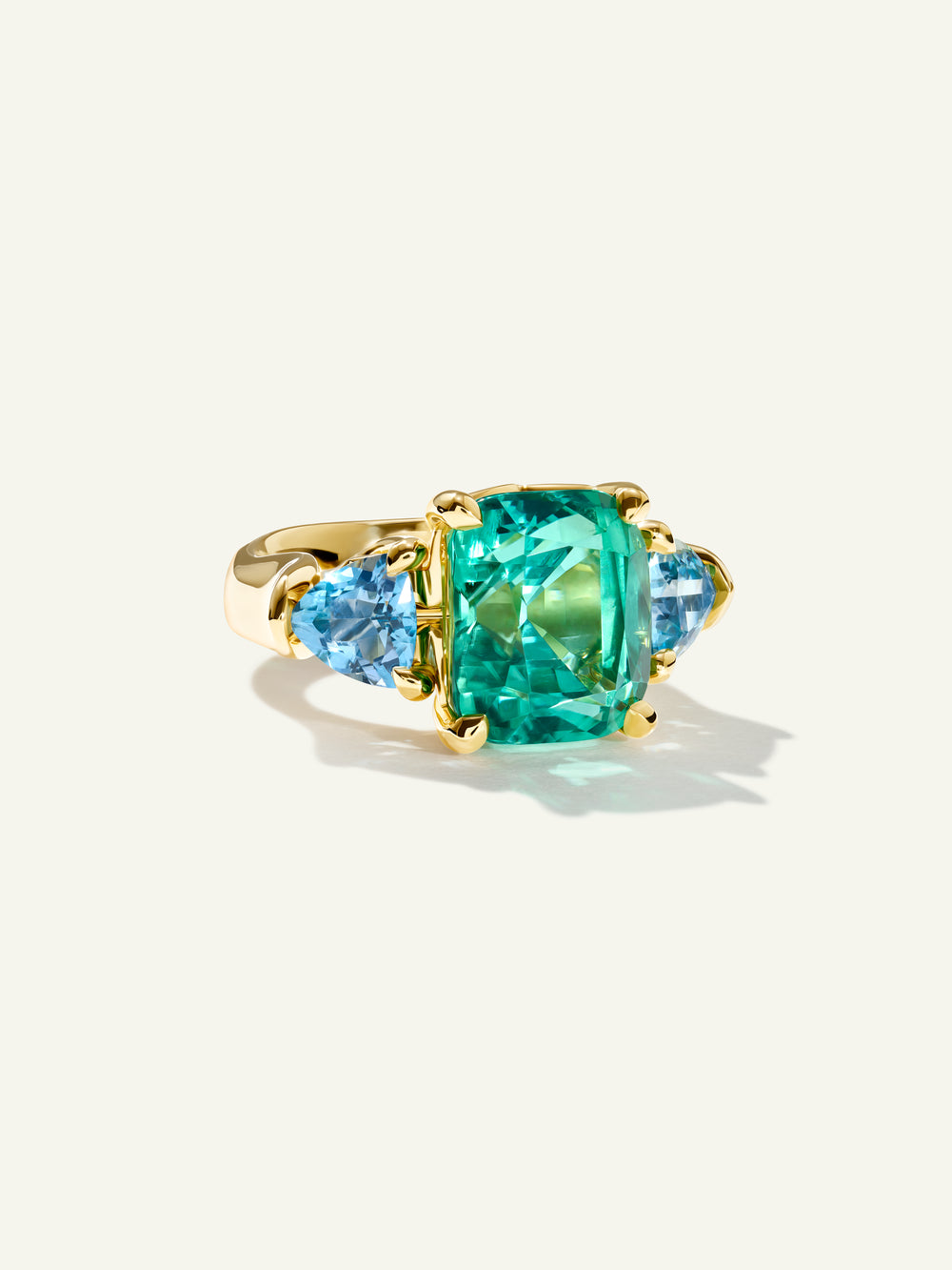 GLAMOUR Ring mit Lagoon Grünem Turmalin und Aquamarinen