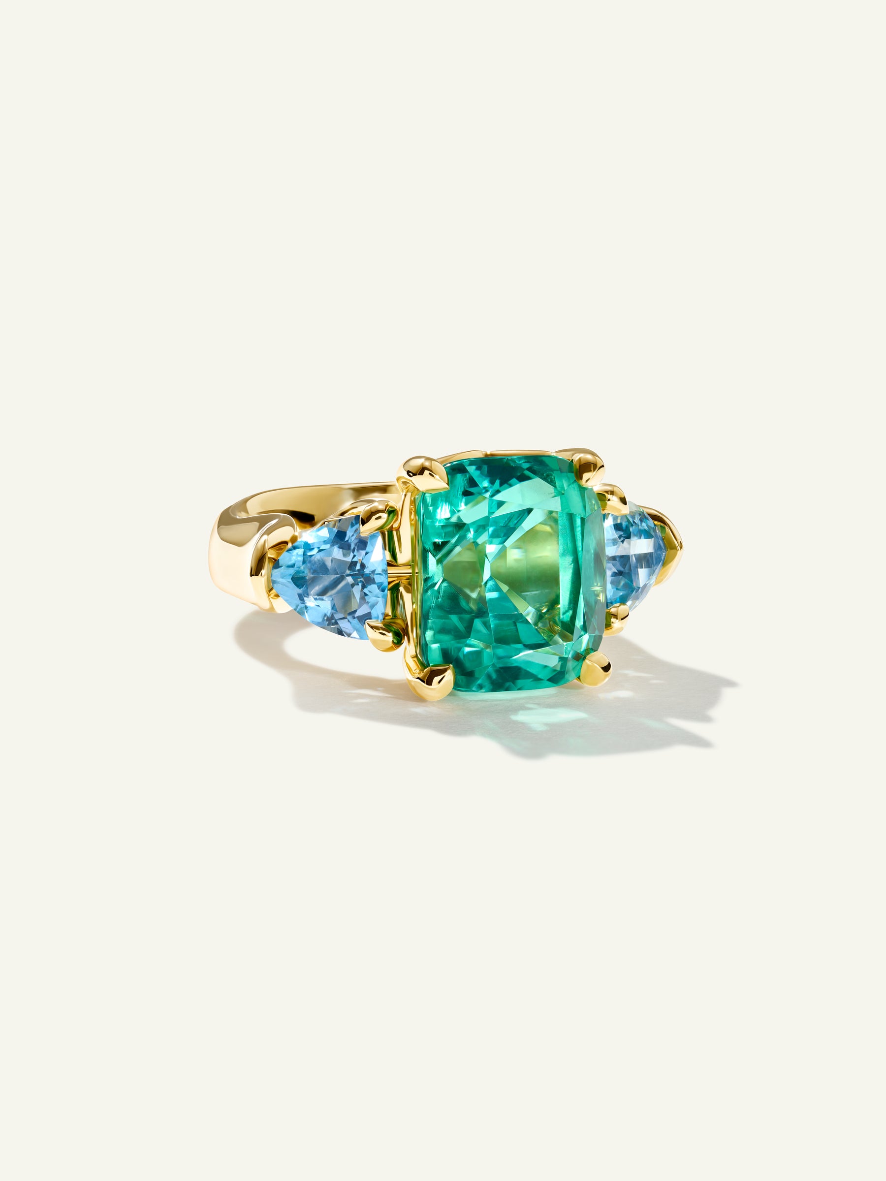 GLAMOUR Ring mit Lagoon Grünem Turmalin und Aquamarinen