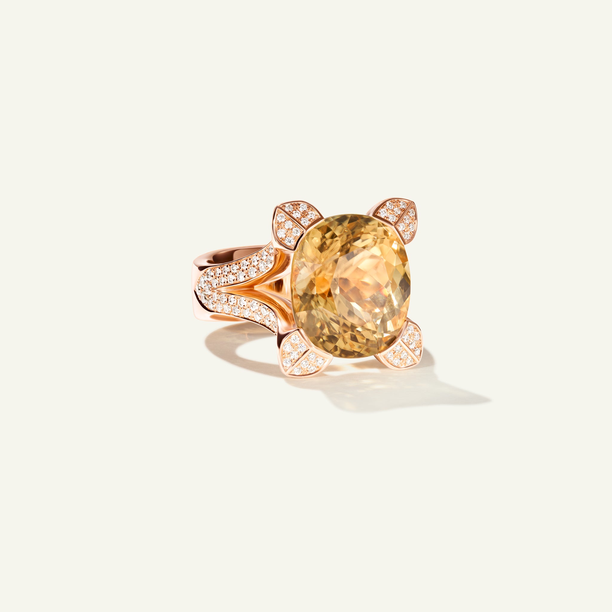 LILY Solitaire Ring with Champagne Tourmaline