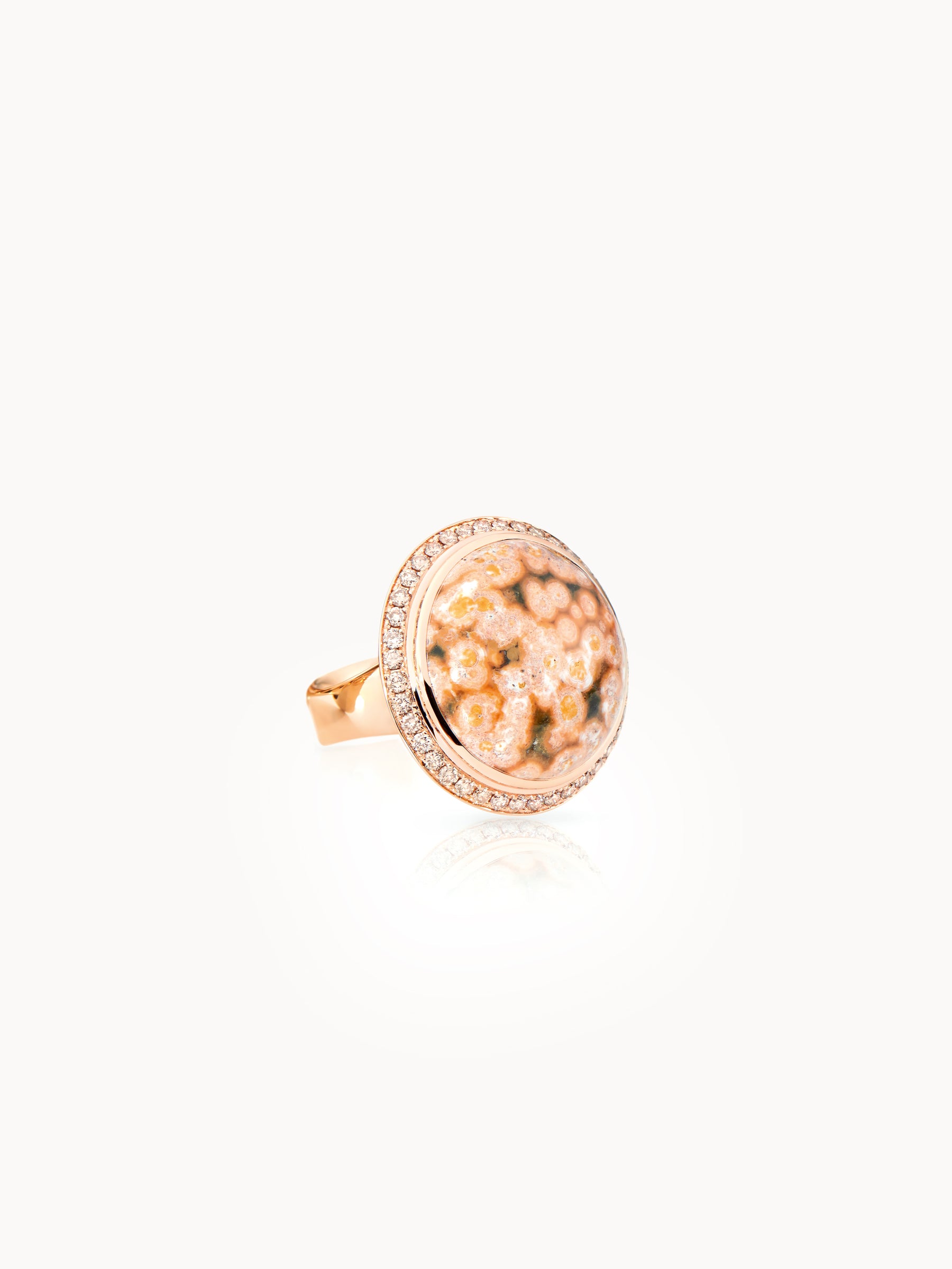 OCEAN JASPER Small Ring with Champagne Diamond Pavé