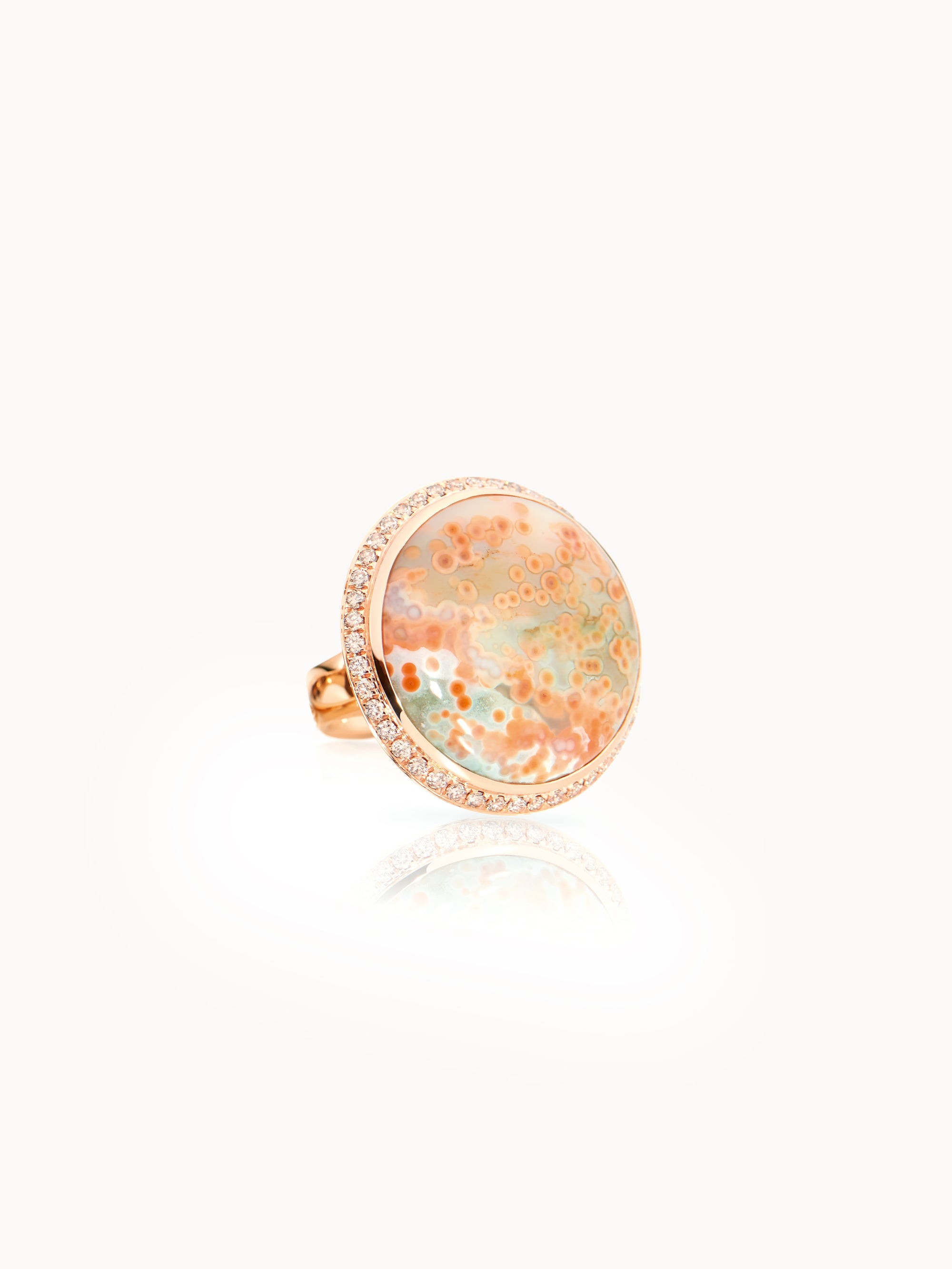 OCEAN JASPER Large Ring with Champagne Diamond Pavé